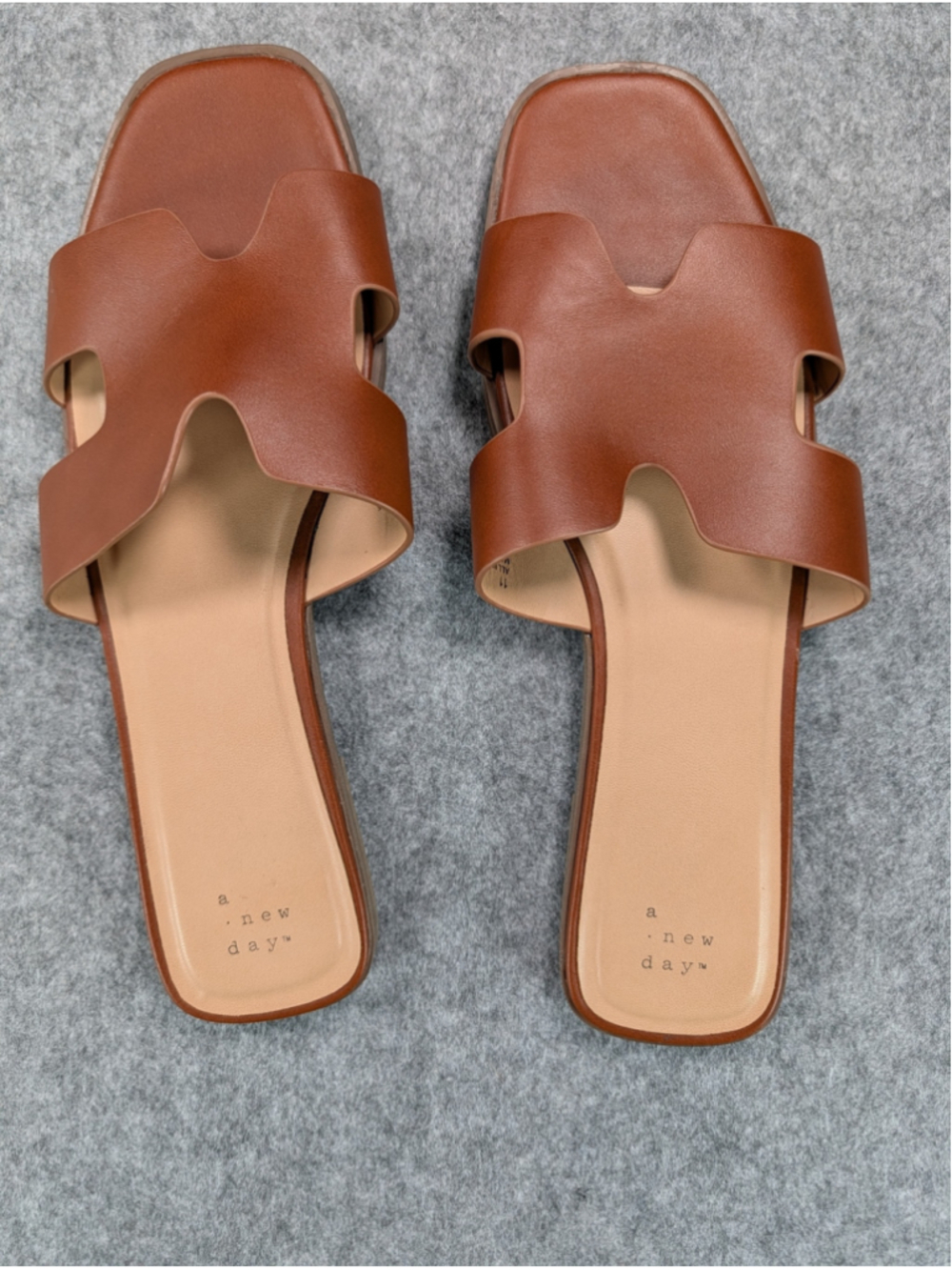 A New Day Nina Slide Sandals Women's Size 11 Minimalist Brown Faux Leather